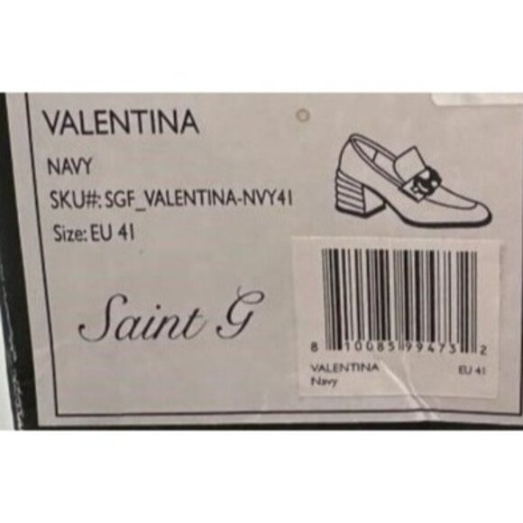 SOLD!! SAINT G Valentina Italian Leather Horsebit Heeled Loafers in Navy size 41 - Picture 7 of 7